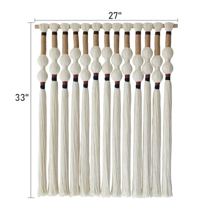 Macrame Wall Hanging Boho Wall Art Handmade Spherical Knot 27" W x 33" L - color: Ivory4