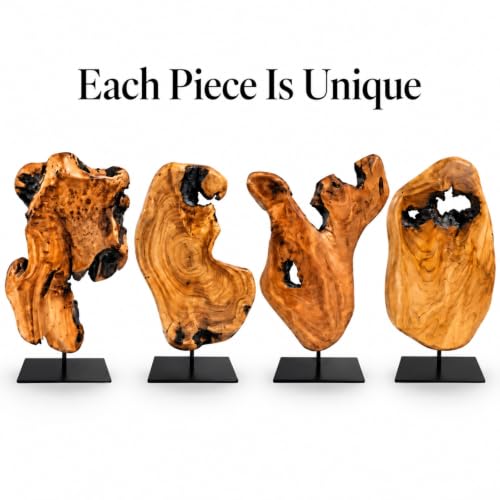 WELLAND Irregular Cedar Wood Sculpture 8.75" W x 1.75" D x 17.75" H Natural Edge Tabletop Statues, Handmade Ornaments, Décor for Living Room, Home Office, Bedroom, - size: Large