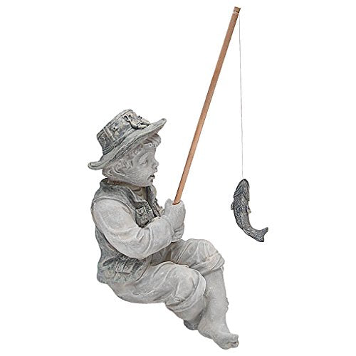 Design Toscano NG32122 Frederic the Little Fisherman of Avignon Lightweight Polyresin Statue, 15 Inch, Two Tone Stone - color: Frederic the Little Fisherman