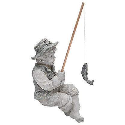 Design Toscano NG32122 Frederic the Little Fisherman of Avignon Lightweight Polyresin Statue, 15 Inch, Two Tone Stone - color: Frederic the Little Fisherman