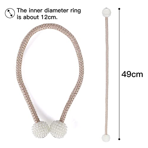 8 Pack Magnetic Curtain Tiebacks with Pearls,Modern Curtain Holdbacks Strap - color: Champagne
