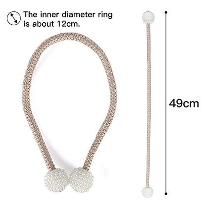 8 Pack Magnetic Curtain Tiebacks with Pearls,Modern Curtain Holdbacks Strap - color: Champagne