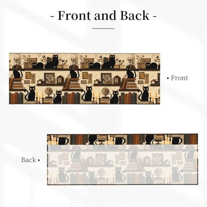 Cats on Bookshelf Abstract Valances for Windows Rod Pocket Curtain Valance 1 Panel Short Curtains for Kitchen Bathroom Living Room Bedroom Window Treatments - color: Cats on Bookshelf