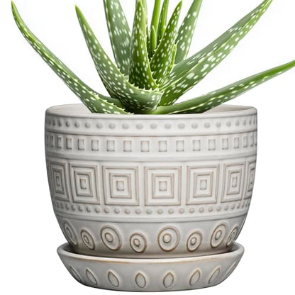 G EPGardening Ceramic Pots for Plants, 5 Inch Plant Pot, White - color: Palindrome White