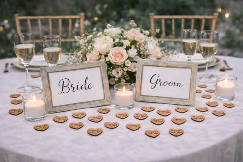 Happily Ever After Engraved Wooden Heart Table Scatter, 100 Count