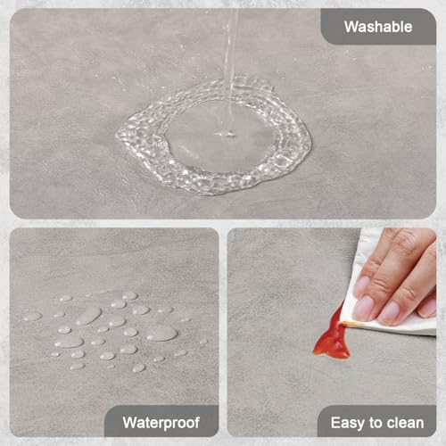 Vinyl Placemats Set of 6, Dual Sided Place Mats with Drink Coasters - color: Light Gray/Dark Gray Two-tone, size: Set of 6