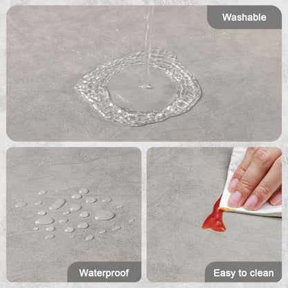 Vinyl Placemats Set of 6, Dual Sided Place Mats with Drink Coasters - color: Light Gray/Dark Gray Two-tone, size: Set of 6