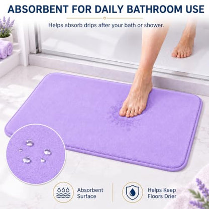 RUN HELIX Bathroom Rugs Sets 3 Piece, Soft Absorbent Memory Foam Bath Mats Set, Dry Fast Bath Mat, Machine Washable Bath Rug Set for Bathroom （Lilac） - color: Lilac
