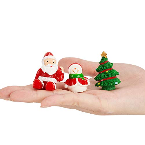 CCINEE 38PCS Christmas Miniature Figurines Ornament Kit Santa Claus Tree Resin Decoration for Fairy Garden Doll House Home Decor