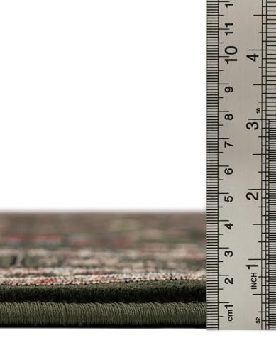 Rugs.com Bokhara Collection Rug – 6 Ft Runner Dark Green Medium-Pile Rug Perfect for Hallways, Entryways - color: Dark Green, size: 2' x 6' Runner