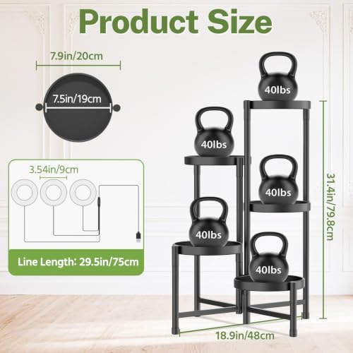 iDavosic.ly Plant Stand Indoor with Grow Lights, 5 Tier Metal Shelf, Black - color: Black with Lights, size: 5 Tiers