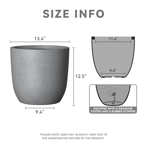 Kante Accent Round Curved Pale Gray Concrete Planter 13.3" Dia, Outdoor - color: Natural Concrete, size: 13.4"d