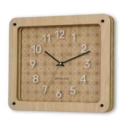 DODEKA Rectangle Wall Clock Layered Wooden Design Bohemian Geometric Pattern Silent Battery Operated for Workplace Kitchen Bedroom Living Room (Rectangular)