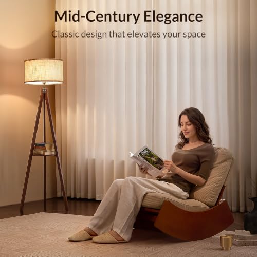 LEPOWER Shelf Floor Lamp Tripod Mid Century Modern Lamps for Living Room - color: Brown Holder