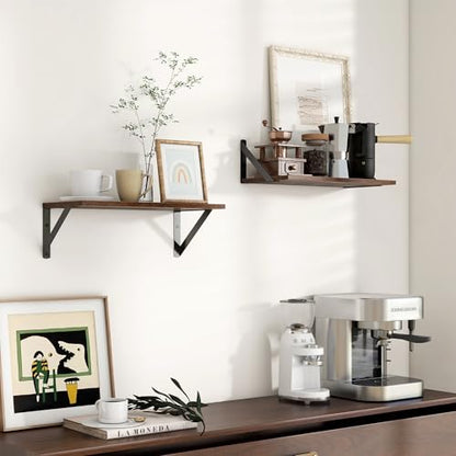 Axeman Floating Shelves for Wall, 16'' x 8'' Brown Wall Shelves Set of 2 - color: Rustic Brown, size: 16 Inch