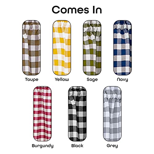 Buffalo Check Valance Curtains, 58 x 14 in, Sage Green & Ivory White Plaid - color: Sage, size: 58"W x 14"L (Pack of 1)