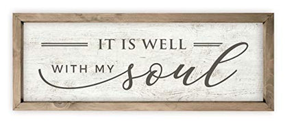 It Is Well With My Soul – Rustic Framed Wood Farmhouse Wall Sign 6x18 - color: Frame Included, size: 6x18