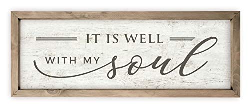 It Is Well With My Soul – Rustic Framed Wood Farmhouse Wall Sign 6x18 - color: Frame Included, size: 6x18