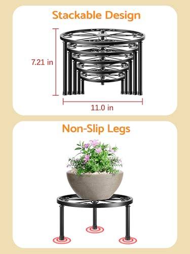 5 Pack Flower Pot Black Tables Plant Stand Indoor Outdoor(BlackFlower) - color: BlackFlower