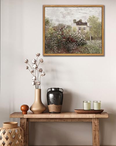 UPWOIGH Claude Monet Argenteuil Garden Framed Wall Art, 16 x 24 Inch - color: Brown Monet, size: 24"L x 16"W