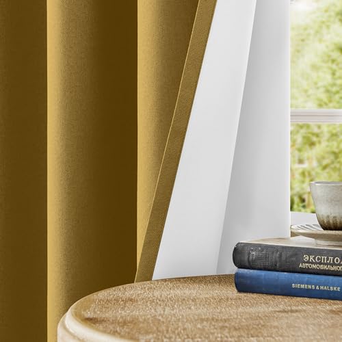 ChrisDowa Golden Brown Blackout Curtains 45 Inch Long 2 Panels for Bedroom - color: Gold Brown, size: 52"W x 45"L (Pack of 2)