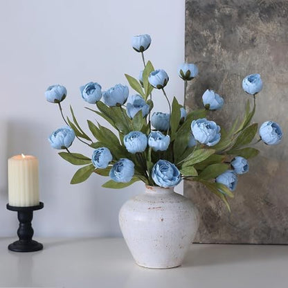 6 Pcs 27" Faux Silk Peony Artificial Flowers Stems for Vase (Dusty Blue) - color: Dusty Blue