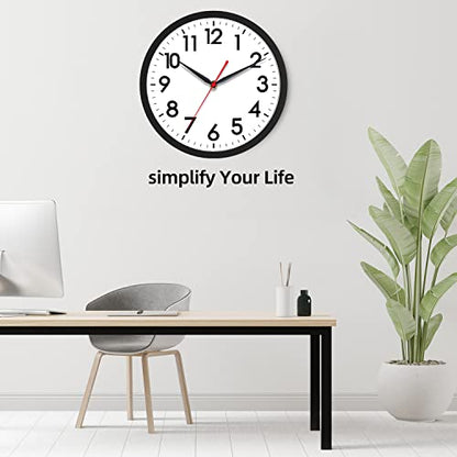 AKCISOT 12 Inch Wall Clock, Silent Battery Operated Analog Clock, Black - color: A_black, size: 12 Inch