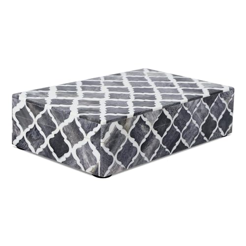 Handicrafts Home Small Decorative Storage Box with Lid, Moroccan Jewelry Keepsake Trinket Box Organizer, Wooden Coffee Table Dresser Storage Box, Gray, 8 x 5 x 2 Inch, Moroccan Collection