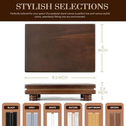 EOSAHR Acacia Wood Riser: Display Stand for Bathroom Counter, Dark Brown - color: Dark Acacia Wood