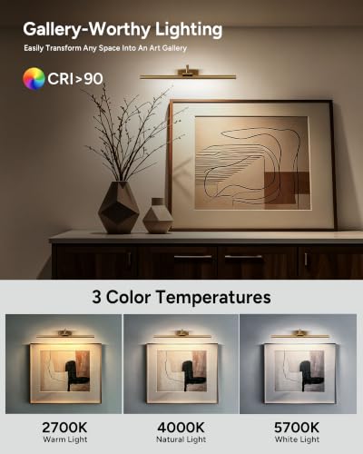 23.6" Gold Battery Picture Light for Wall Art - size: 23.6 Inch