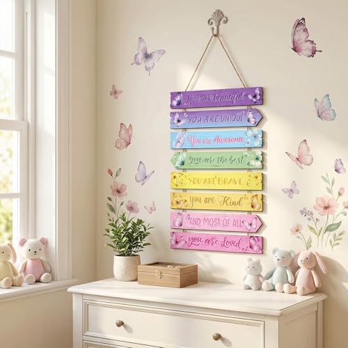 Wall Art Decor, Wooden, for Kitchen Dining Room, Rainbow Butterfly - style: Rainbow Butterfly