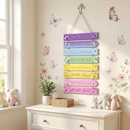 Wall Art Decor, Wooden, for Kitchen Dining Room, Rainbow Butterfly - style: Rainbow Butterfly
