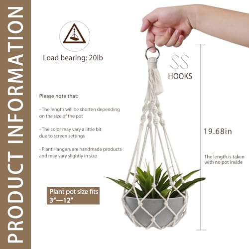 Artilady Plant Hanger Macrame, Hanging Planter for Indoor Plants Holder - color: White a