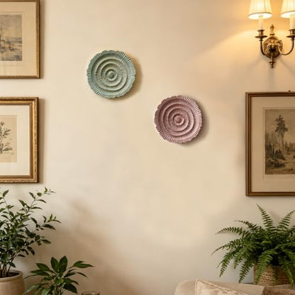Metal Wall Sculpture, 10'' Round Textured Radiant Sunburst Wall Decor - color: 053B-Turquoise