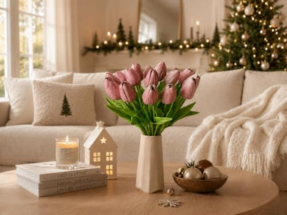 Mandy's 20 Stems Mauve Artificial Tulip Flowers for Home Centerpieces - color: Mauve