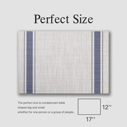 Placemat Set of 4 - Easy Clean Woven Vinyl Placemats for Dining Table, Indoor/Outdoor Place Mats, Washable PVC Table Mats（Blue Skyline） - color: B-blue Skyline