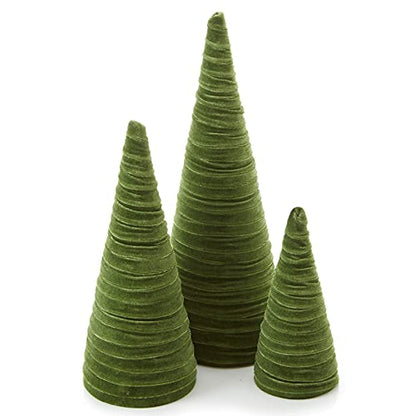 Your Heart's Content Olive Green Velvet Trees Set of 3 (Olive) - color: Olive