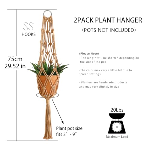 Artilady Hanging Planter for Indoor Plants, Macrame Plant Hanger Holder - color: Latte Brown