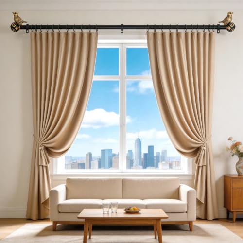 Curtain Rods for Windows 48-84 Inch, Gold Curtain Rod with Bird Finials - size: 48-84