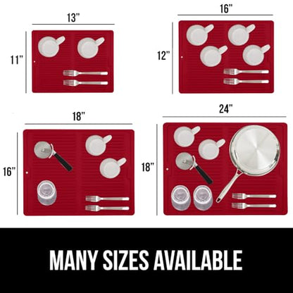 GORILLA GRIP Patented BPA-Free Silicone Dish Drying Mat, 18x16, Red - color: Red, size: 18" x 16", style: Silicone