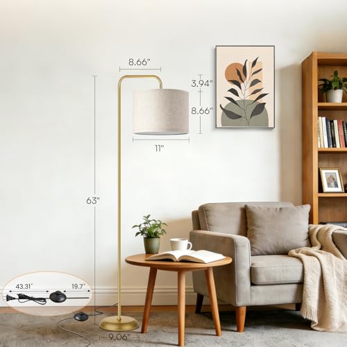 TJOY Floor Lamp, Golden Standing Floor Lamp for Living Room with 3 CCT Bulb - color: Gold