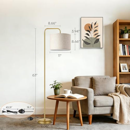 TJOY Floor Lamp, Golden Standing Floor Lamp for Living Room with 3 CCT Bulb - color: Gold