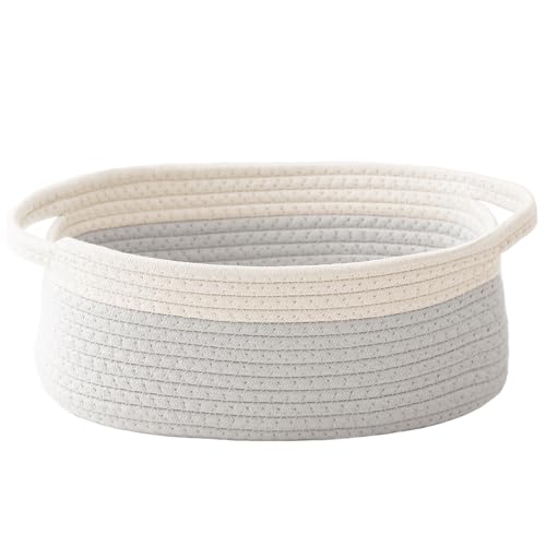 JMvicyroam Small Woven Basket, Empty Gift Basket, White&Grey/1 Pack - color: White&Grey, size: 1 Pack