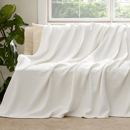 Bedsure 100% Cotton Blanket, Herringbone Weave, Twin-XL, White - color: 02 - White, size: Twin XL
