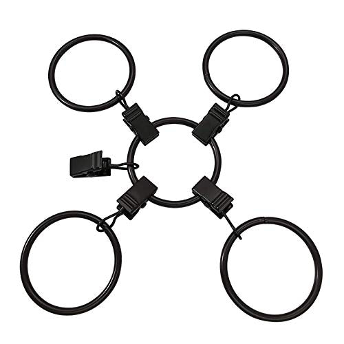 100 Pack Metal Curtain Rings with Clips, 1.5 in ID, Black - color: Black, size: 1.5" I D 100 Pack