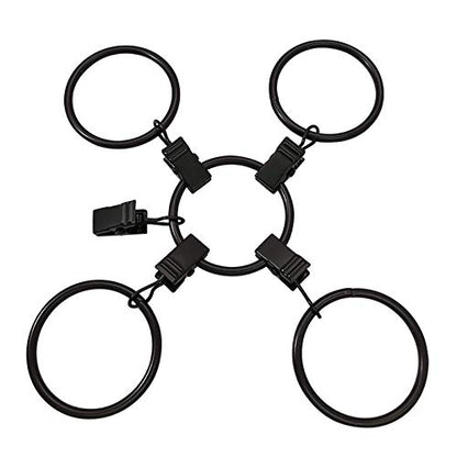100 Pack Metal Curtain Rings with Clips, 1.5 in ID, Black - color: Black, size: 1.5" I D 100 Pack