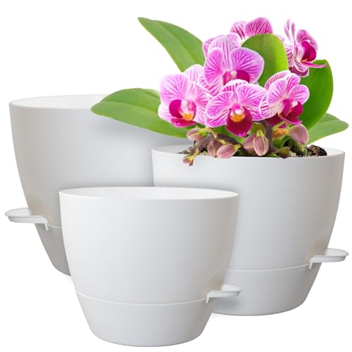 WSMKSZ 12/10/9 inch Large Self Watering Pots for Indoor Plants, Set of 3 - color: White, size: 12"+10"+9"