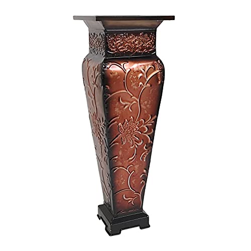 Hosley 21.25 Inch Tall Embossed Red Floor Vase Striking Statement Piece for Floral Arrangements Home Decor Embrace Elegance - color: Dark Red