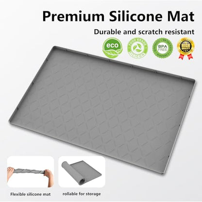 Mateeylife Under Sink Mat Kitchen Waterproof, Silicone Sink Tray 22"X31" - color: Dark Grey, size: 22''W x 31''L
