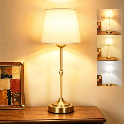 Yunaking Rechargeable Gold Table Lamp: Cordless Lamp with 3 Color Dimmable
